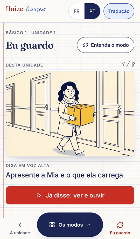 Tela real do modo Eu guardo no celular