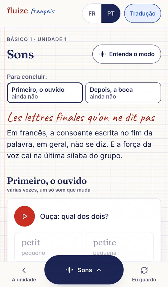 Tela real do modo Sons no celular
